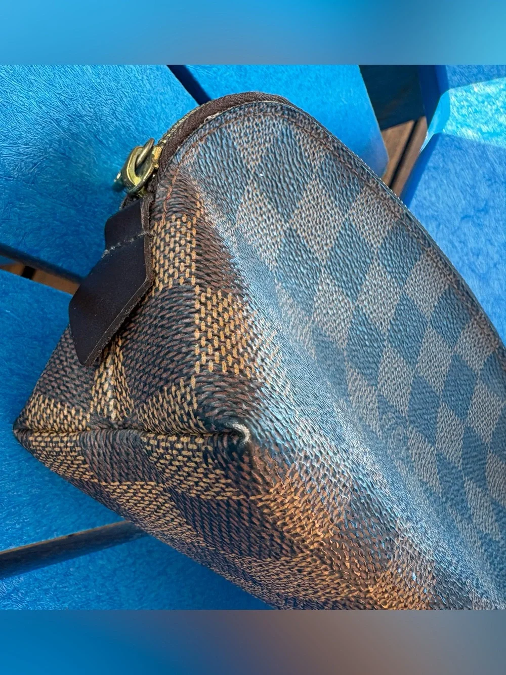 LV Damier Ebene Canvas Pouch with Gold
